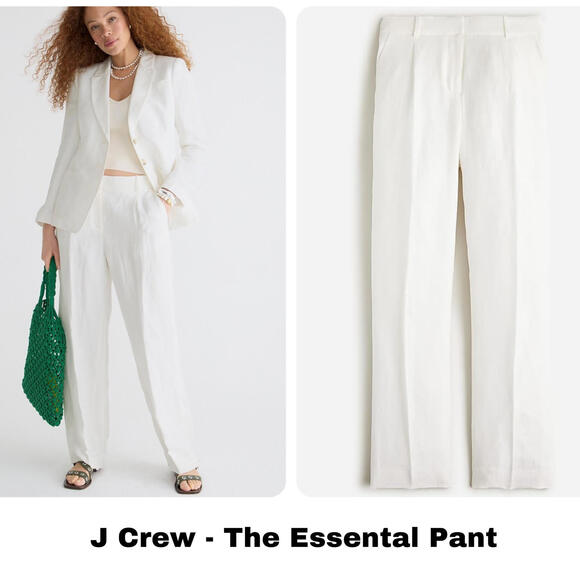 J. Crew Pants - 💕EUC💕J CREW | SZ 00 |  Essential Linen Blend Pant High Rise Chelsea Cream $158